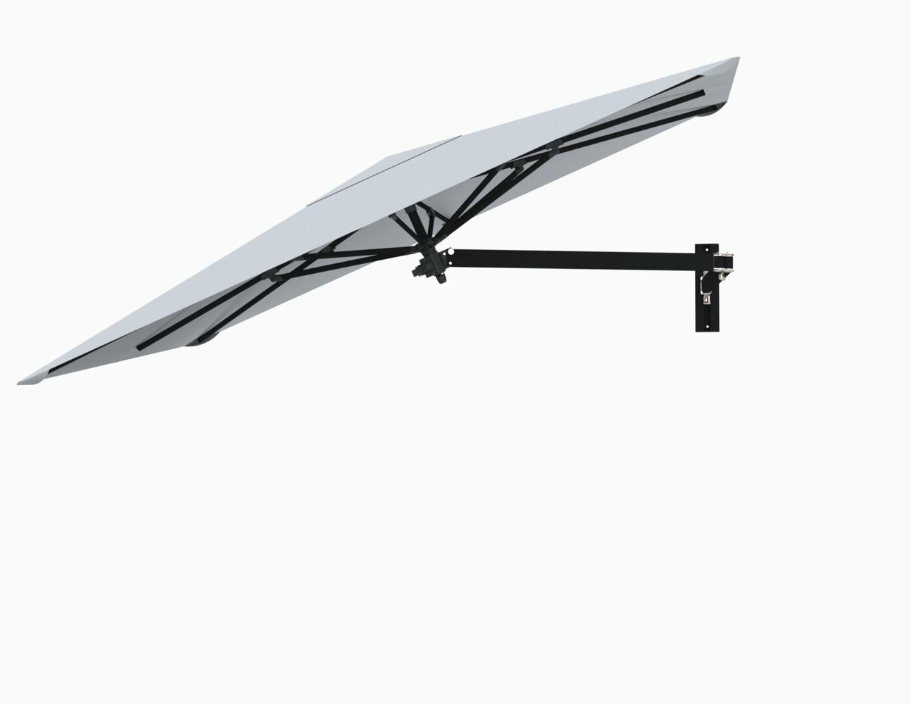 Paraflex wall mounted parasols square 2,3 m with Natural fabric and a Neo arm in Black