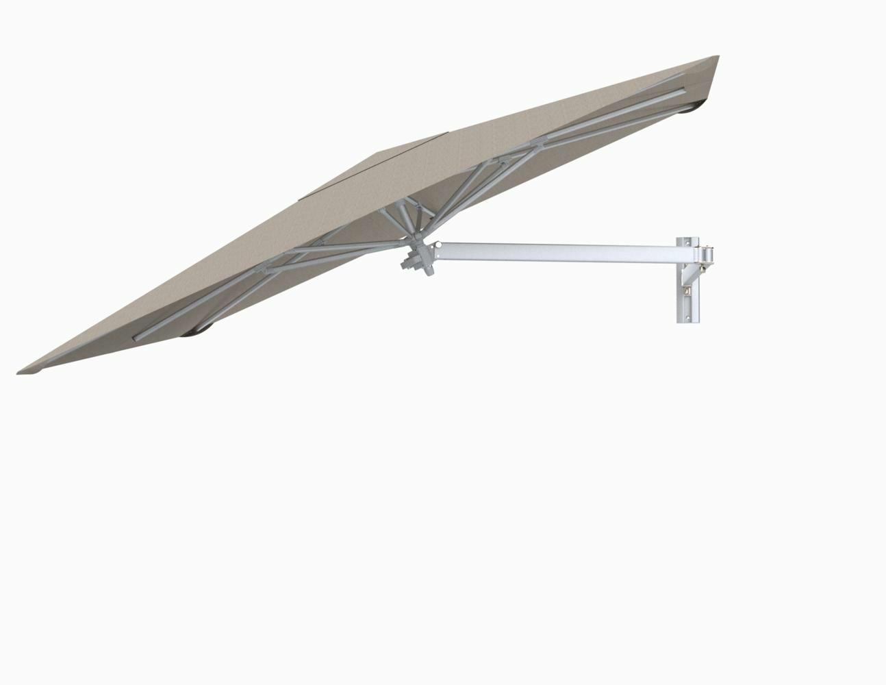 Paraflex wall mounted parasols square 2,3 m with Avena fabric and a Neo arm
