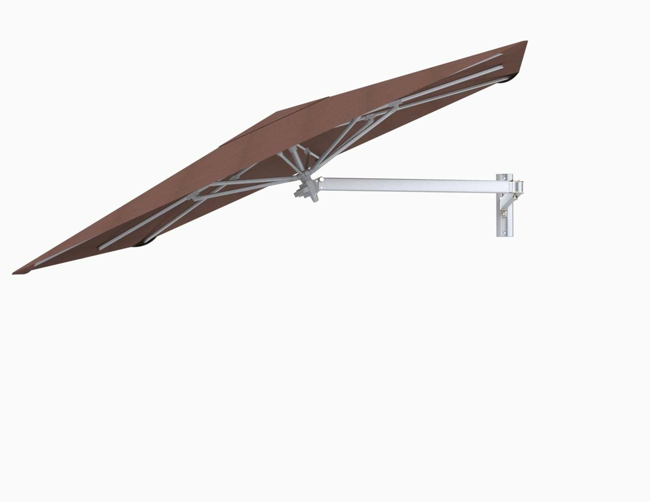 Paraflex wall mounted parasols square 2,3 m with Terra fabric and a Neo arm