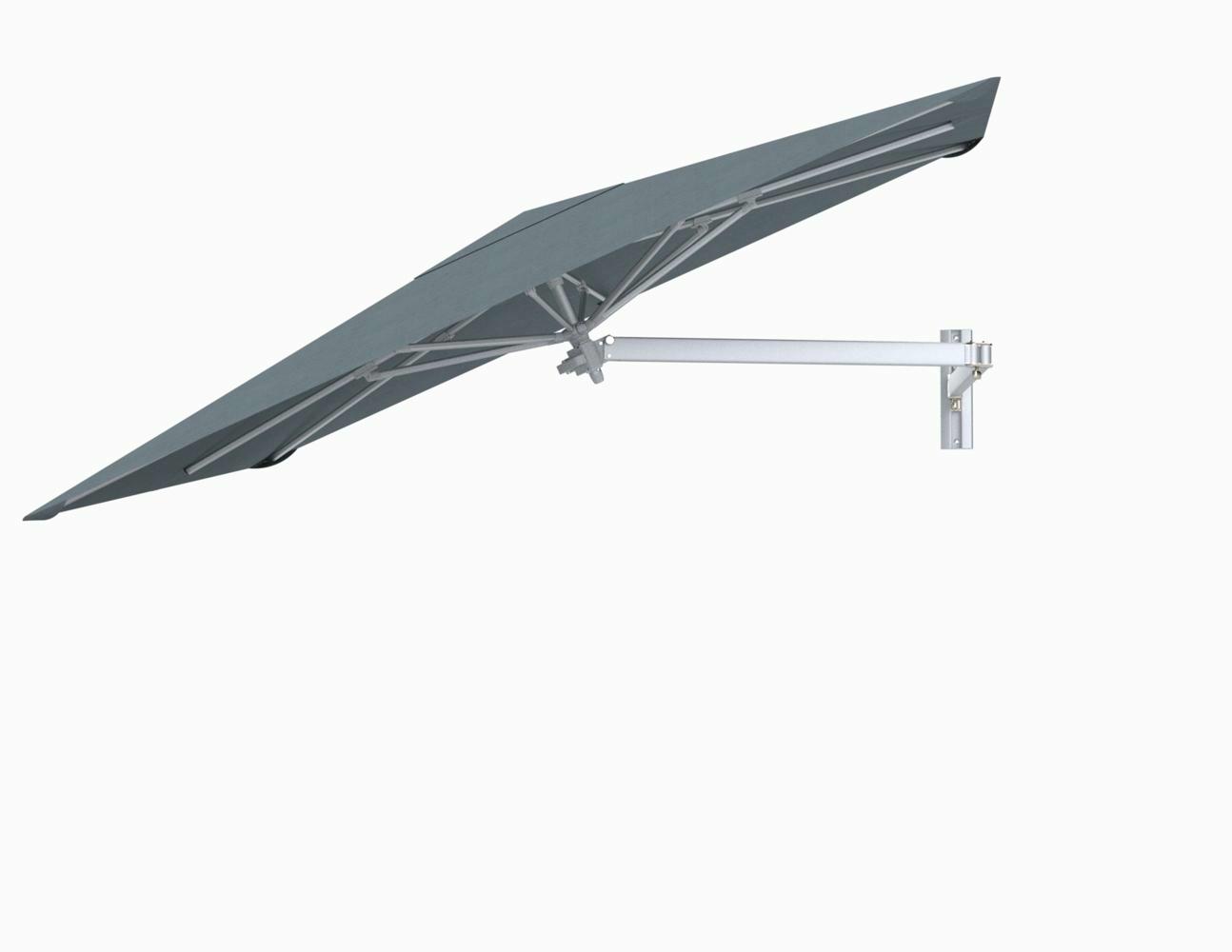 Paraflex wall mounted parasols square 2,3 m with Acqua fabric and a Neo arm