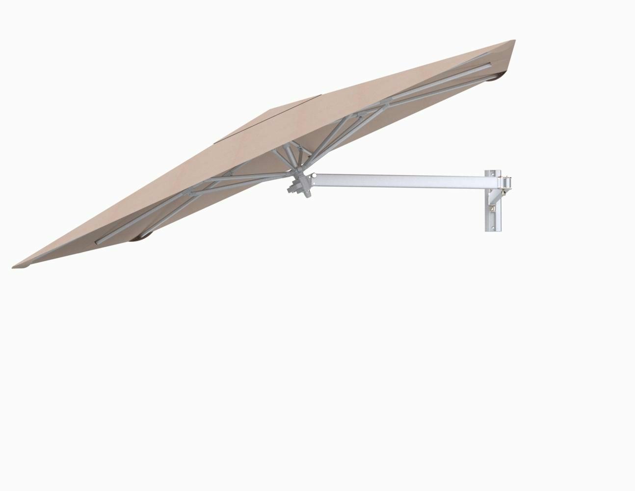 Paraflex wall mounted parasols square 2,3 m with Nectar fabric and a Neo arm