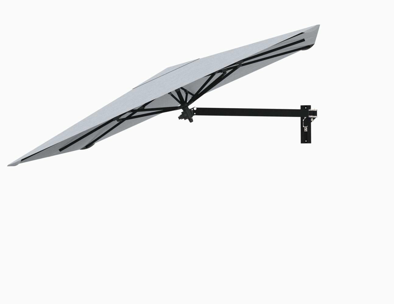 Paraflex wall mounted parasols square 2,3 m with Marble fabric and a Neo arm in Black