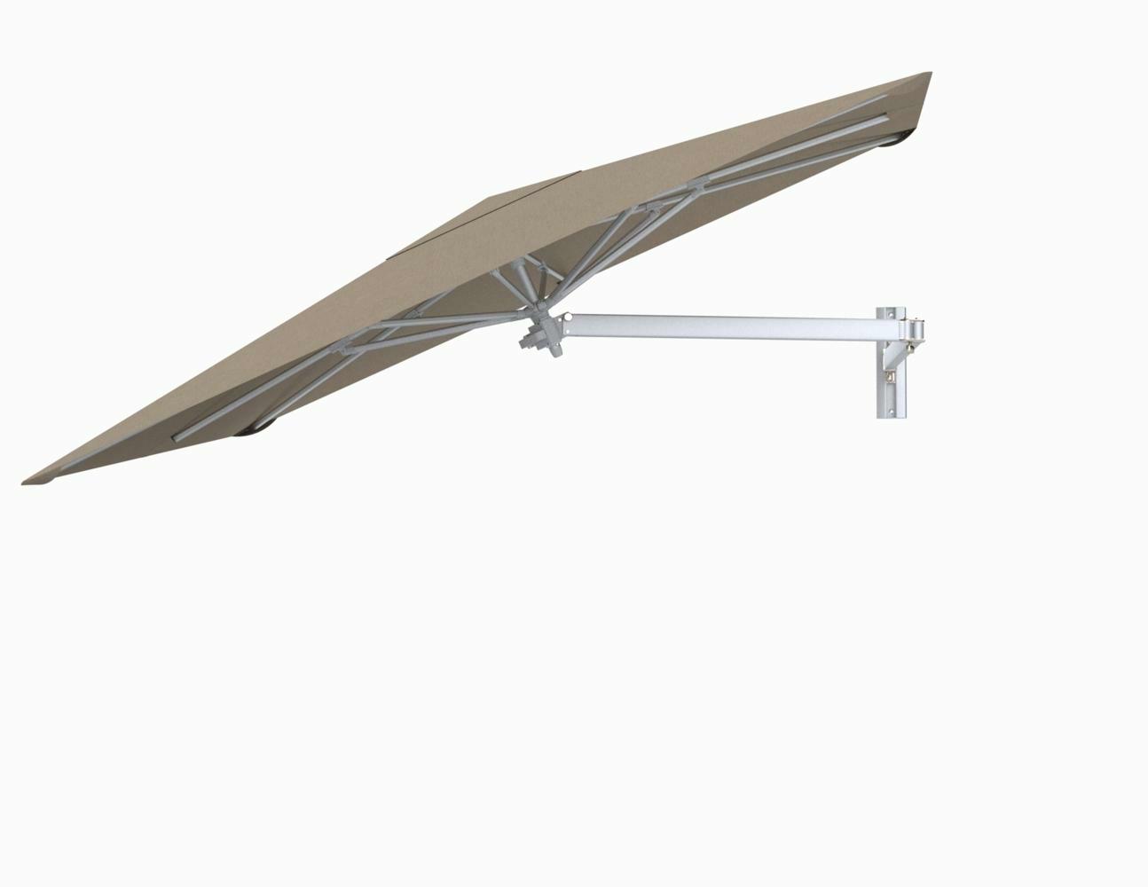 Paraflex wall mounted parasols square 2,3 m with Sand fabric and a Neo arm