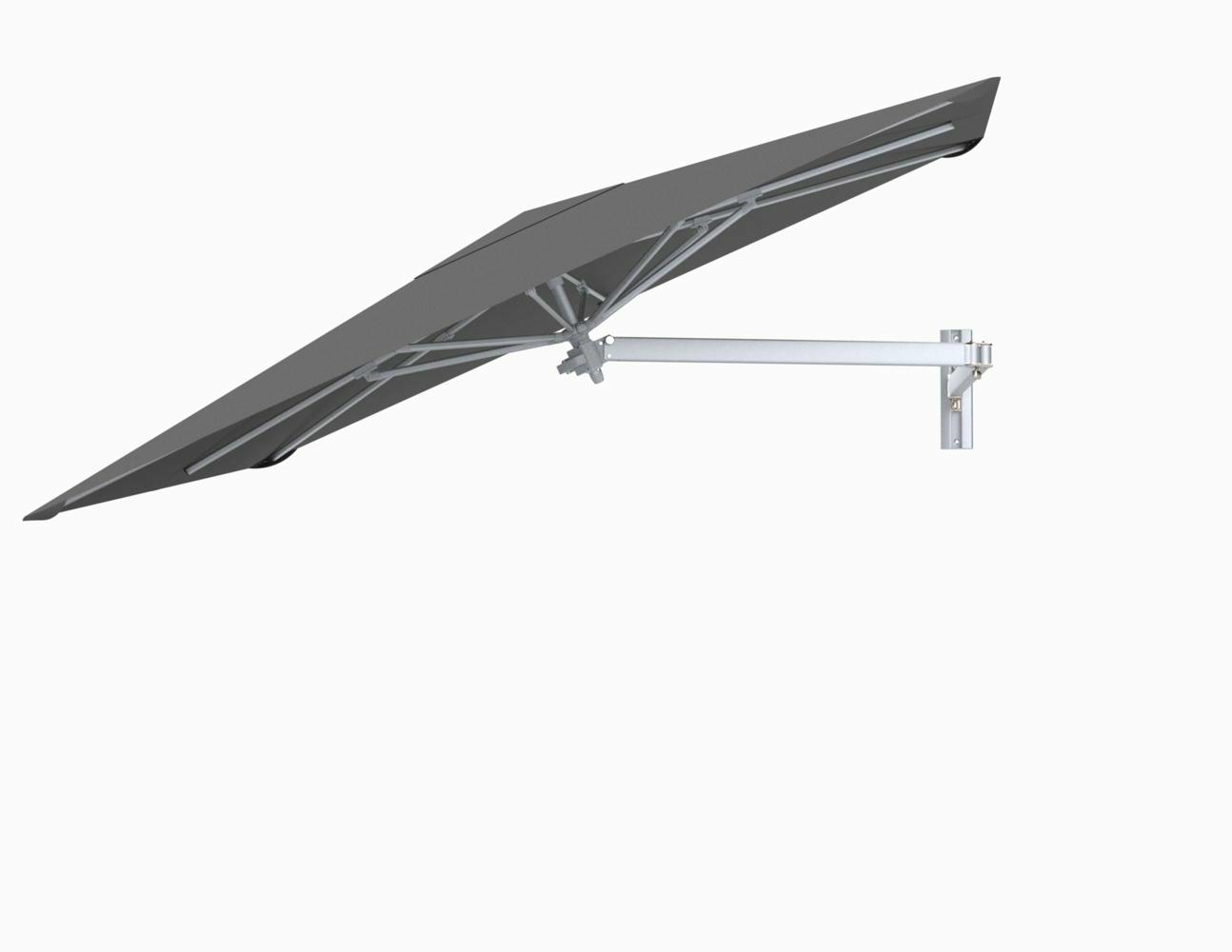 Paraflex wall mounted parasols square 2,3 m with Grey fabric and a Neo arm