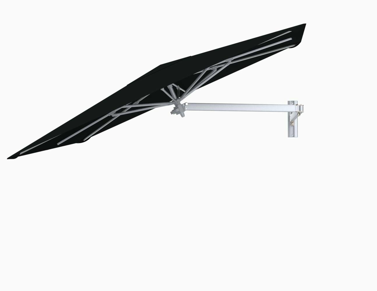 Paraflex wall mounted parasols square 2,3 m with Black fabric and a Neo arm