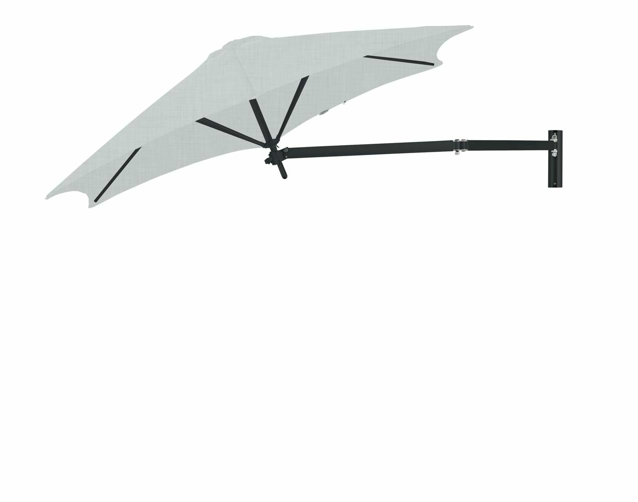 Paraflex wall mounted parasols round 2,7 m with Lin fabric and a Neo arm in Black