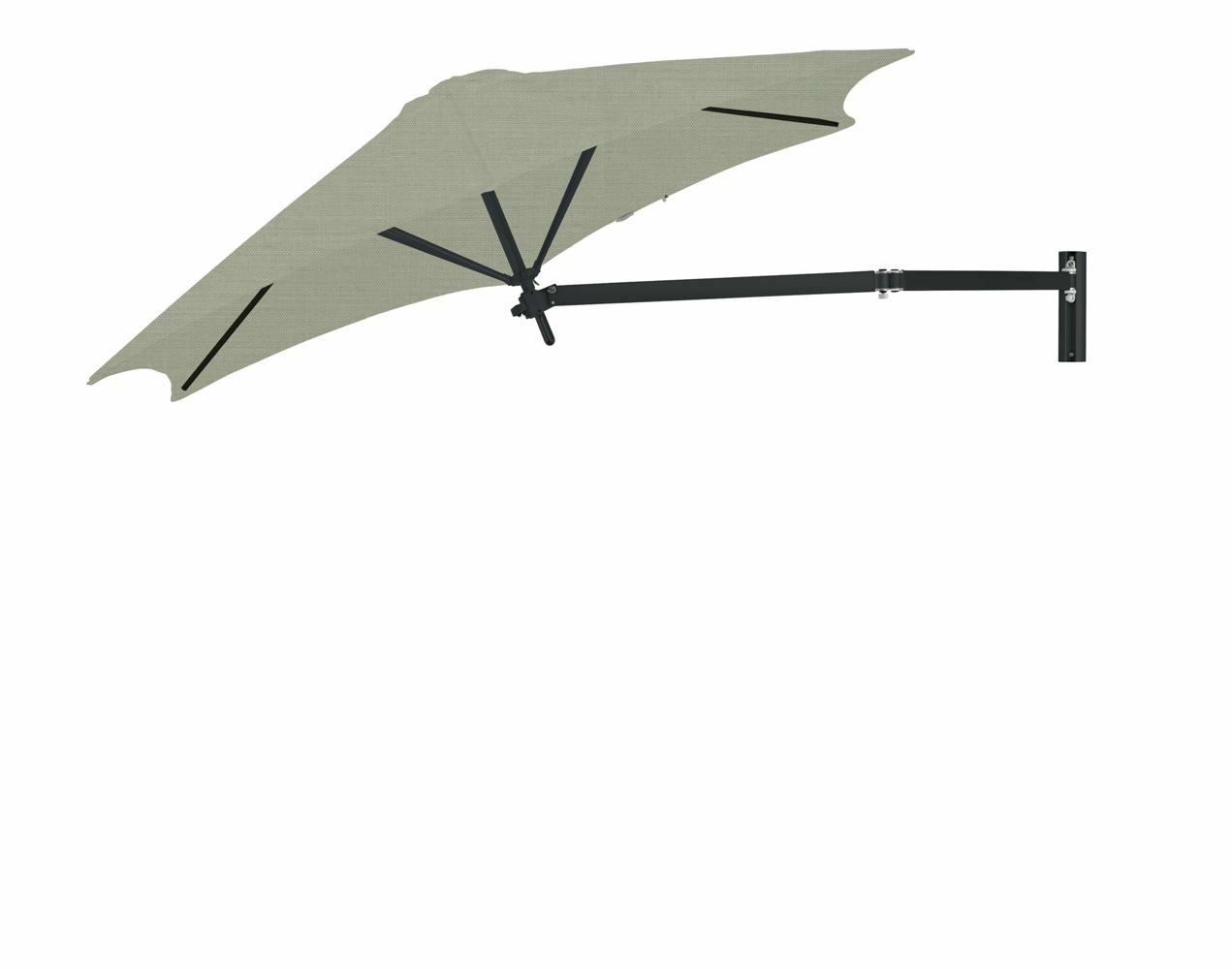 Paraflex wall mounted parasols round 2,7 m with Apio fabric and a Neo arm in Black