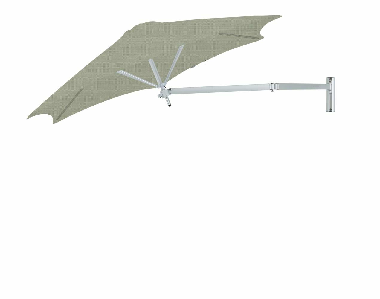 Paraflex wall mounted parasols round 2,7 m with Apio fabric and a Neo arm
