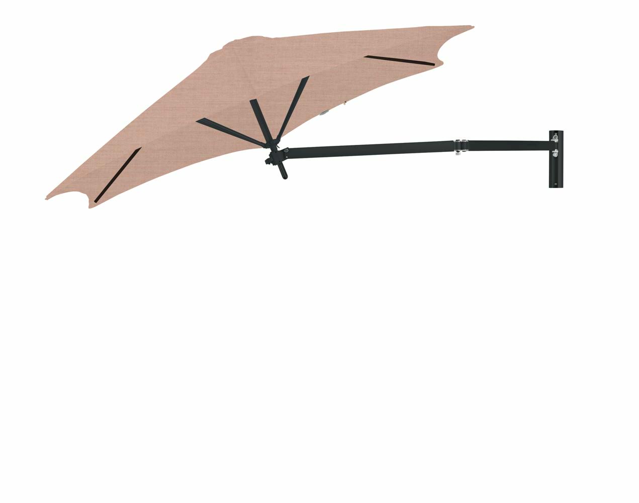 Paraflex wall mounted parasols round 2,7 m with Nectar fabric and a Neo arm in Black