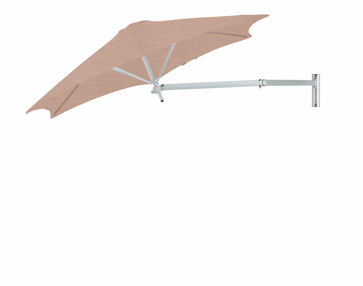 Paraflex wall mounted parasols round 2,7 m with Nectar fabric and a Neo arm