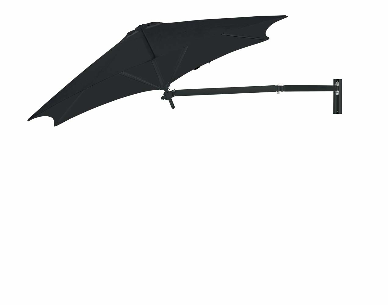 Paraflex wall mounted parasols round 2,7 m with Black fabric and a Neo arm in Black