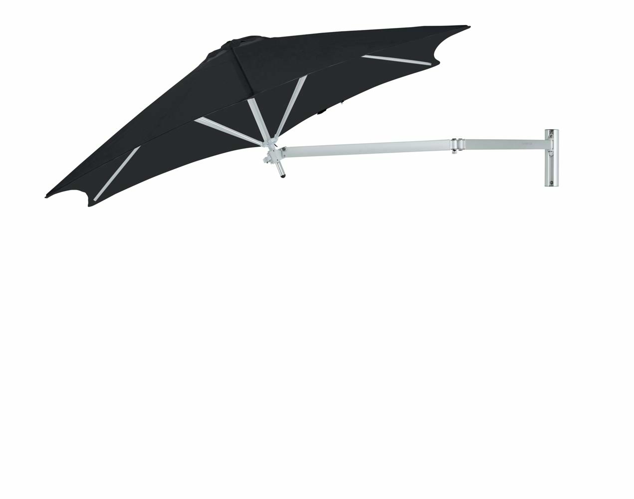 Paraflex wall mounted parasols round 2,7 m with Black fabric and a Neo arm