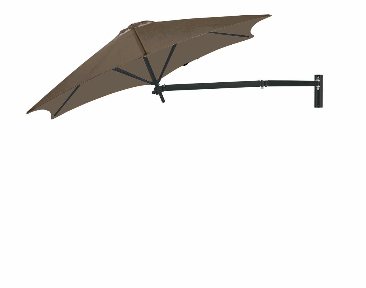 Paraflex wall mounted parasols round 2,7 m with Taupe fabric and a Neo arm in Black