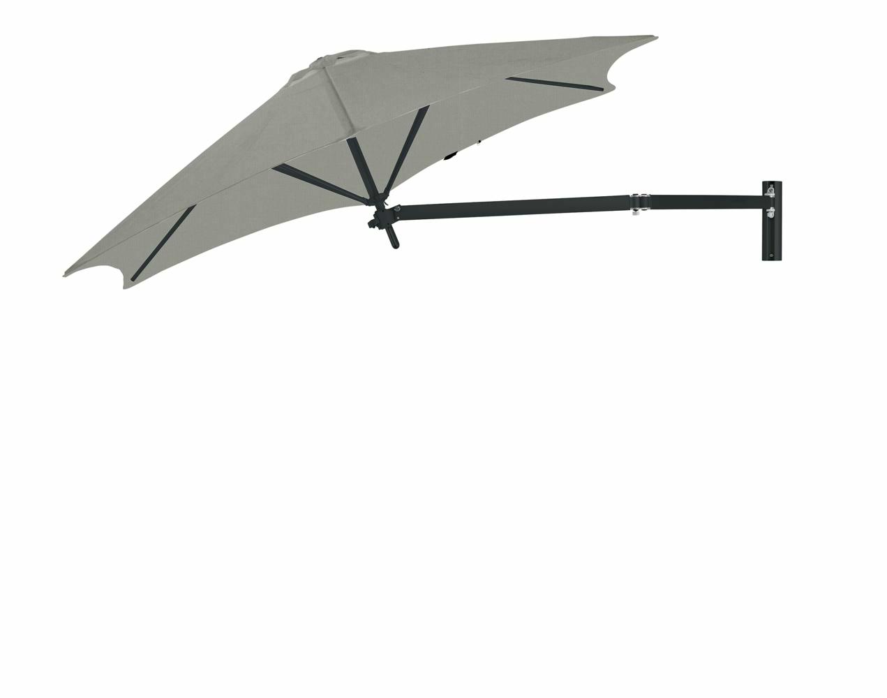 Paraflex wall mounted parasols round 2,7 m with Grey fabric and a Neo arm  in Black