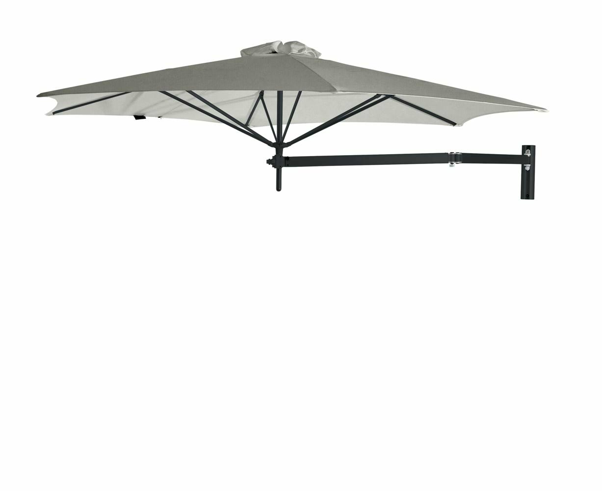 Paraflex wall mounted parasols round 3 m with Grey fabric and a Neo arm in Black