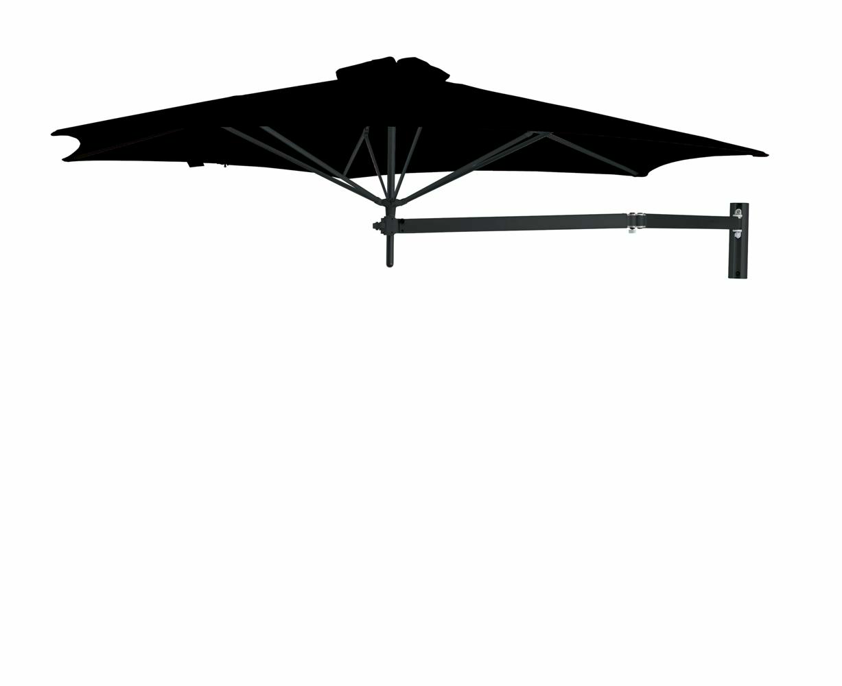 Paraflex wall mounted parasols round 3 m with Black fabric and a Neo arm in Black