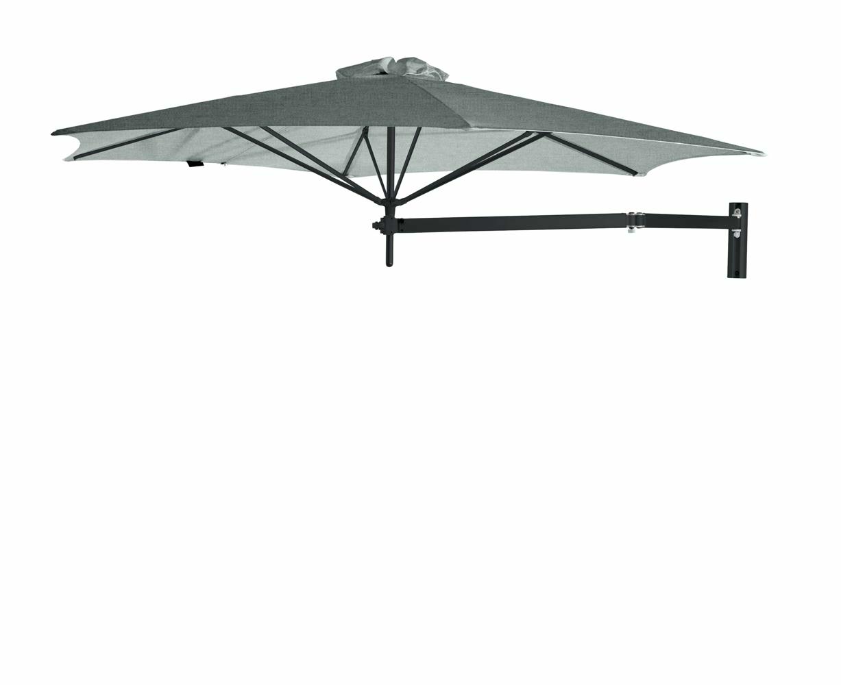 Paraflex wall mounted parasols round 3 m with Flanelle fabric and a Neo arm in Black