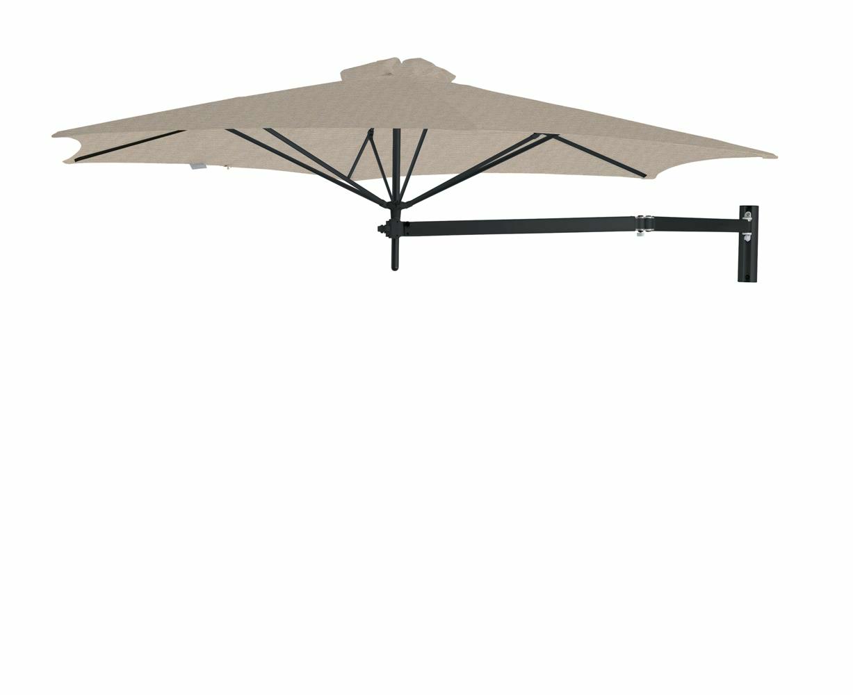 Paraflex wall mounted parasols round 3 m with Avena fabric and a Neo arm in Black
