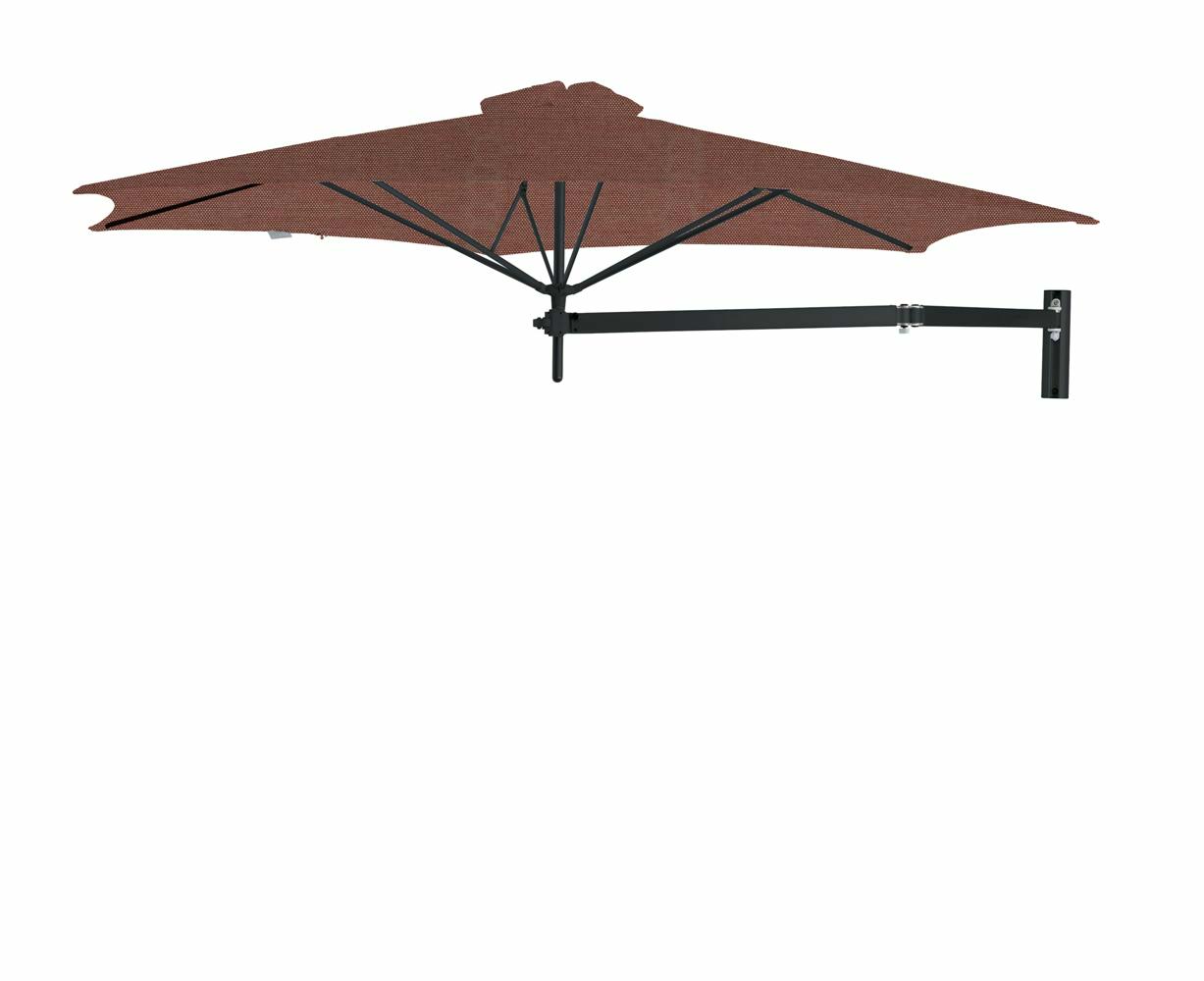 Paraflex wall mounted parasols round 3 m with Terra fabric and a Neo arm in Black