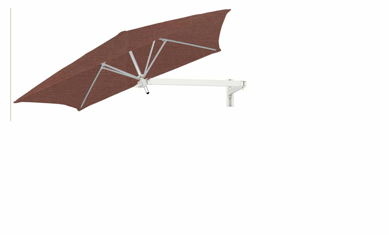 Paraflex wall mounted parasols square 2 m with Terra fabric and a Neo arm