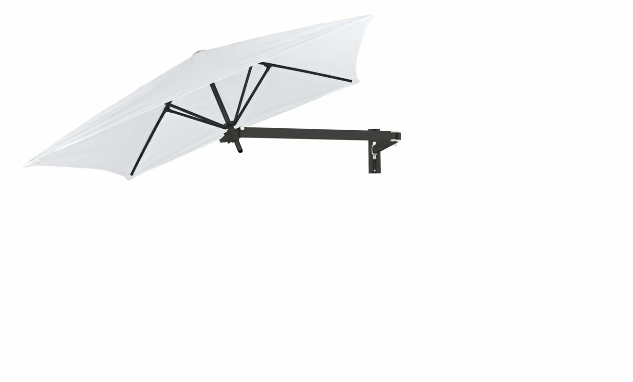 Paraflex wall mounted parasols square 2 m with Natural fabric and a Neo arm in Black