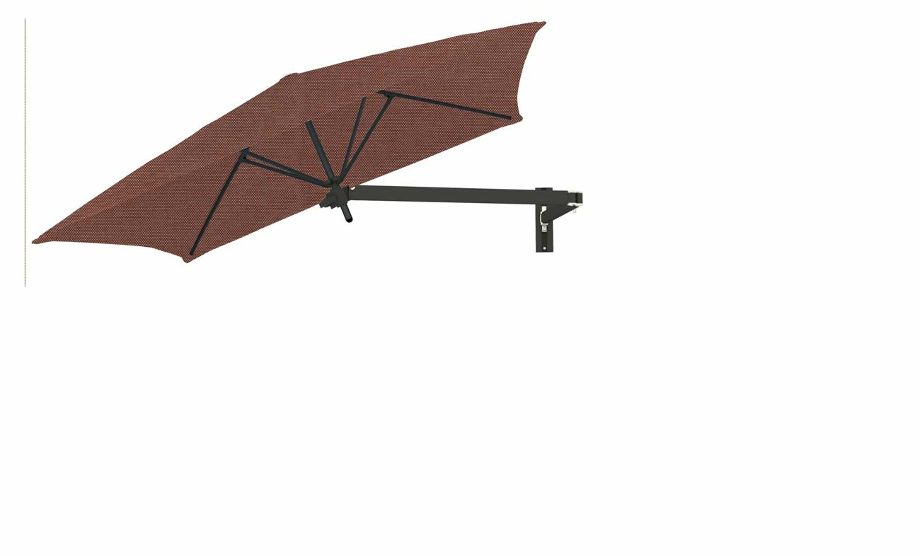 Paraflex wall mounted parasols square 2 m with Terra fabric and a Neo arm in Black