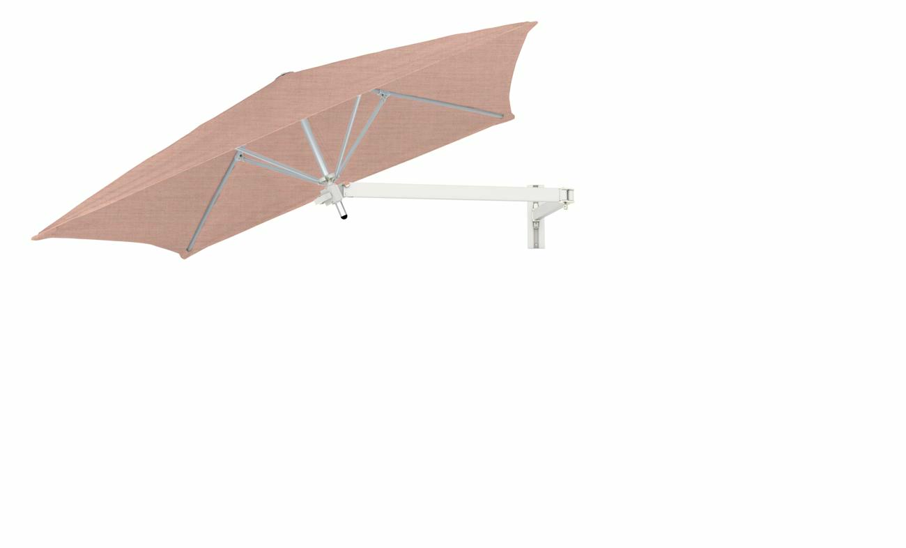Paraflex wall mounted parasols square 2 m with Nectar fabric and a Neo arm