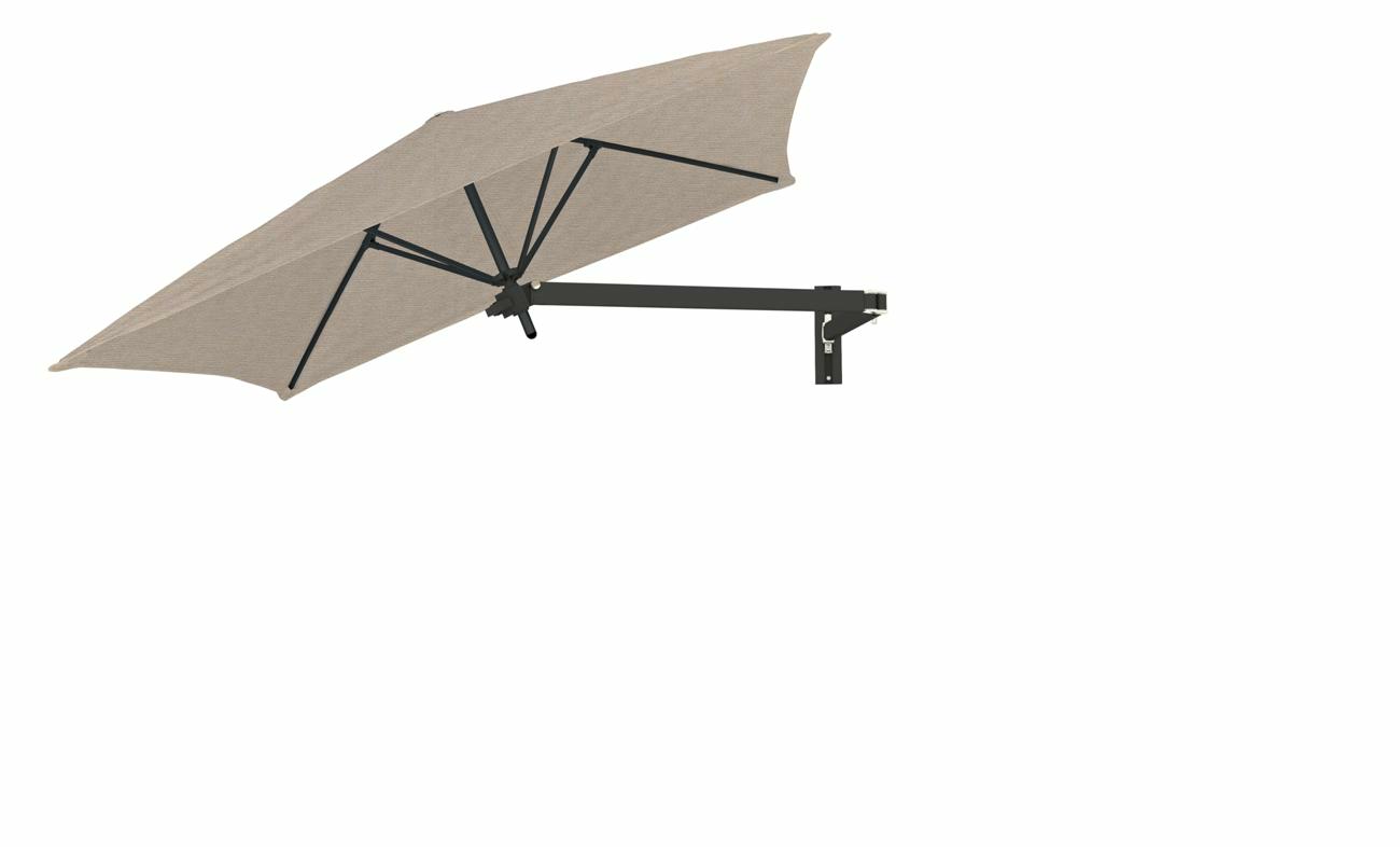 Paraflex wall mounted parasols square 2 m with Avena fabric and a Neo arm in Black