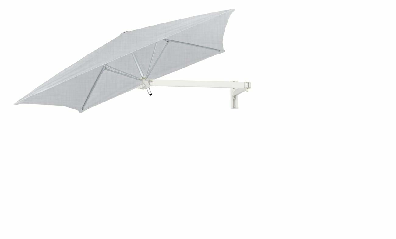 Paraflex wall mounted parasols square 2 m with Lin fabric and a Neo arm