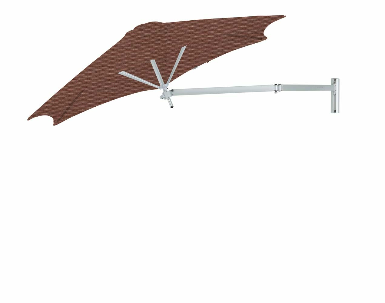Paraflex wall mounted parasols round 2,7 m with Terra fabric and a Neo arm