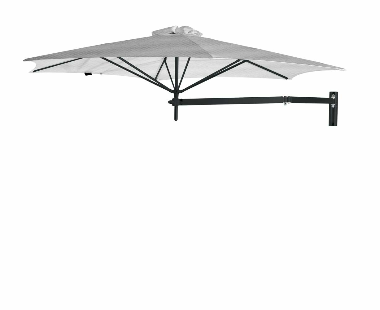 Paraflex wall mounted parasols round 3 m with Marble fabric and a Neo arm in Black
