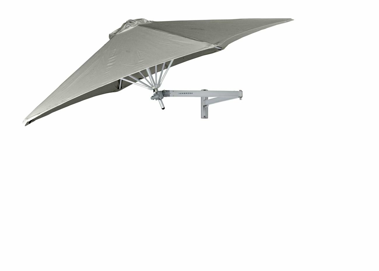 Paraflex wall mounted umbrella, 2,7m round with Classic holder, canopy in Solidum Grey