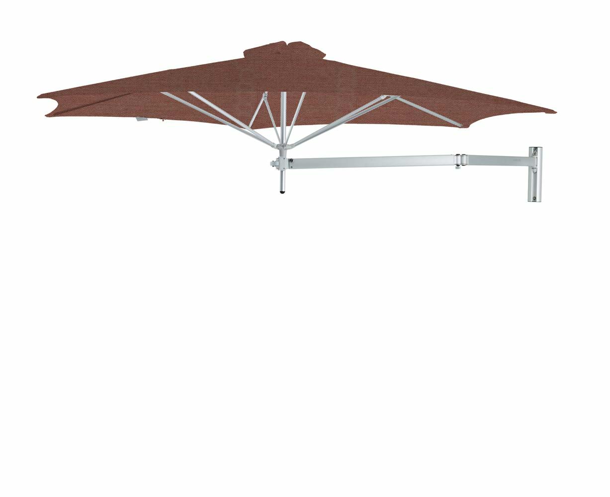 Paraflex wall mounted parasols round 3 m with Terra fabric and a Neo arm