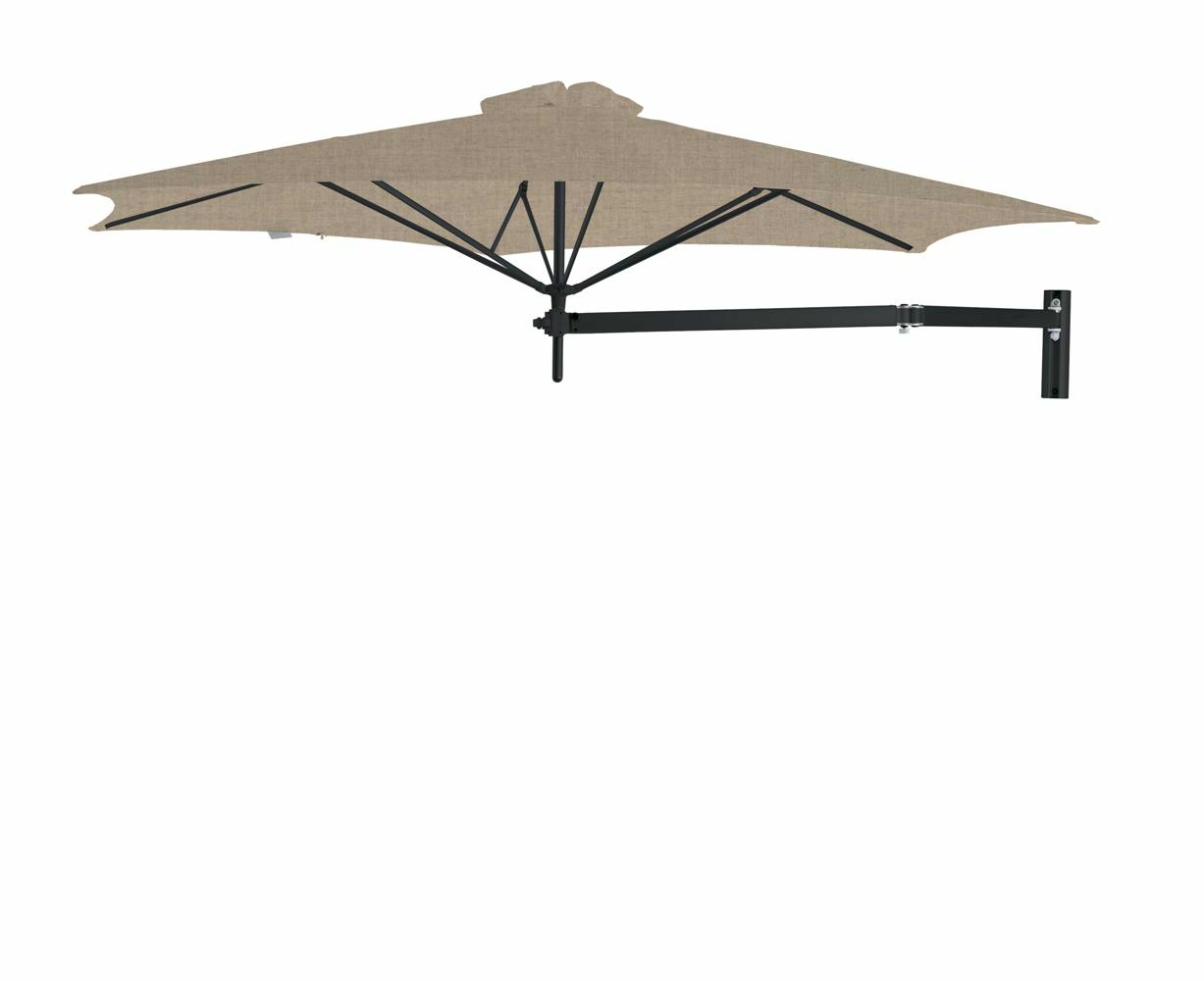 Paraflex wall mounted parasols round 3 m with SAND fabric and a Neo arm in Black
