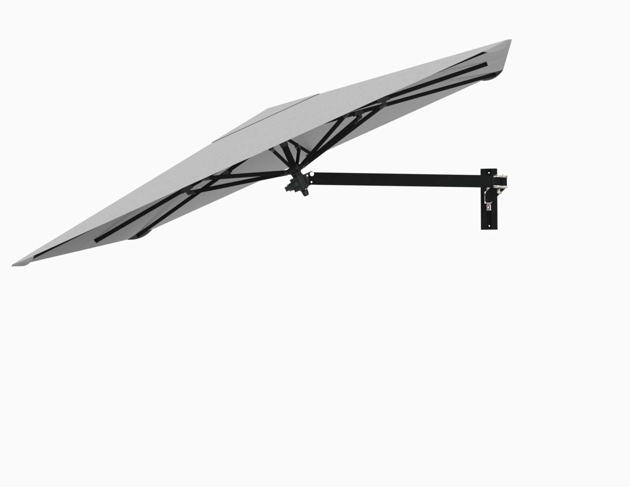 Paraflex wall mounted parasols square 2,3 m with Canvas fabric and a Neo arm in Black