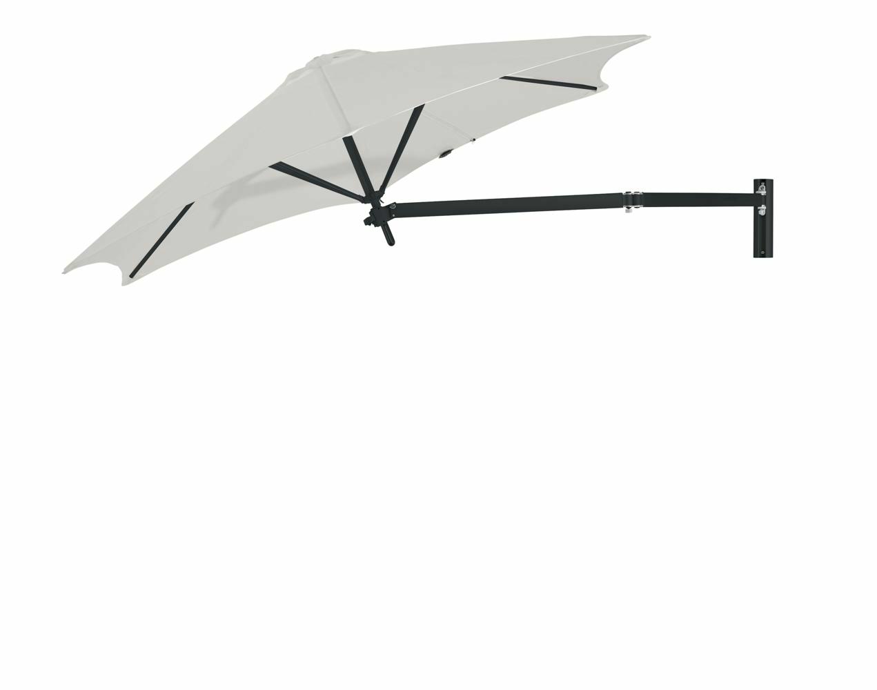 Paraflex wall mounted parasols round 2,7 m with Canvas fabric and a Neo arm in Black