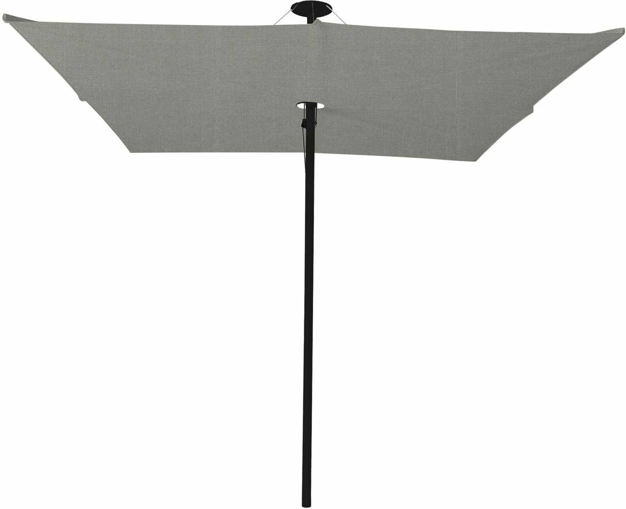 Infina center post umbrella, 3 m square, with frame in Black and Colorum Grey canopy.