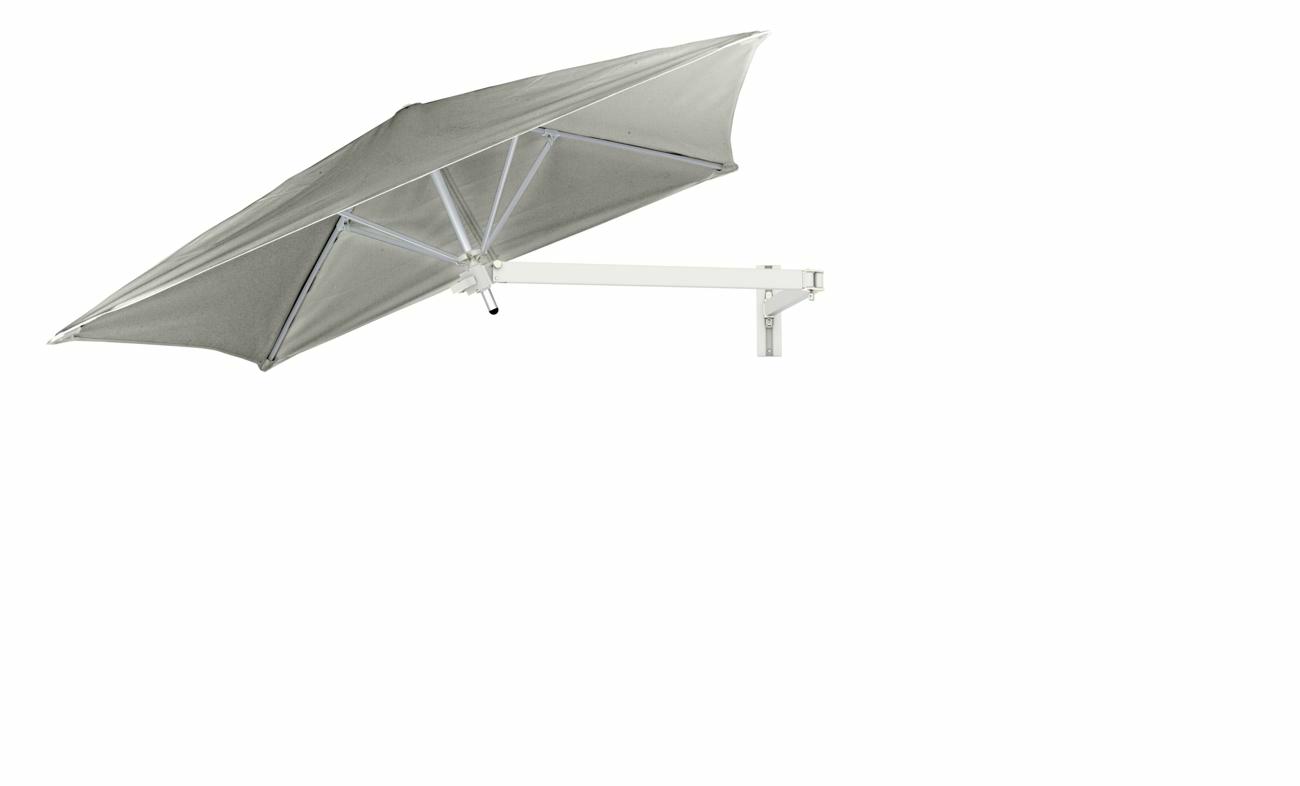 Paraflex wall mounted parasols square 2 m with Grey fabric and a Neo arm