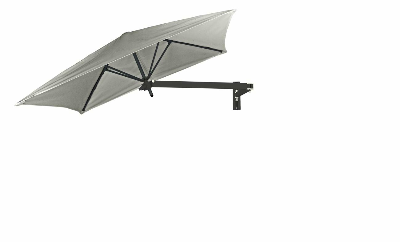 Paraflex wall mounted parasols square 2 m with Grey fabric and a Neo arm in Black