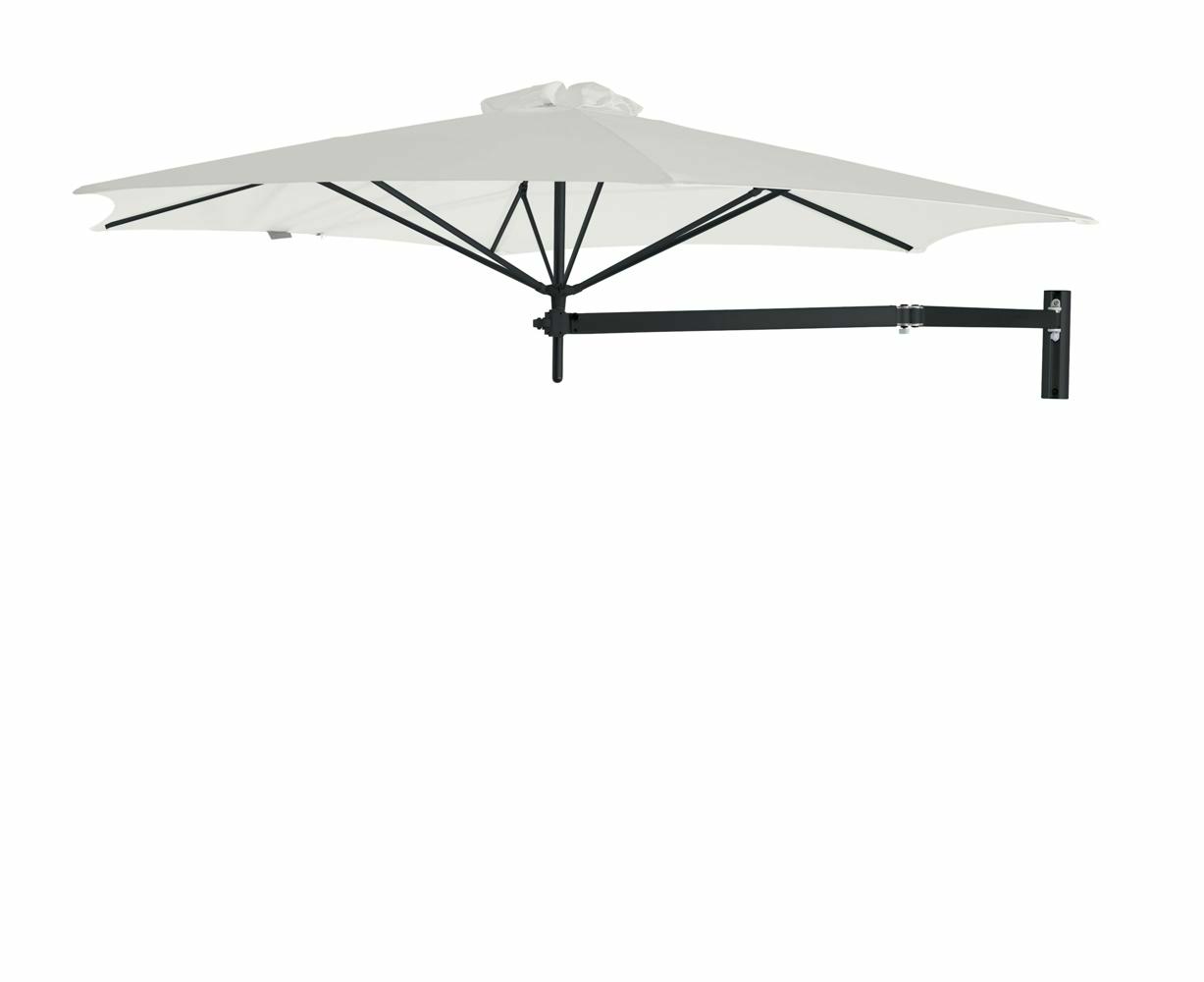 Paraflex wall mounted parasols round 3 m with Canvas fabric and a Neo arm in Black