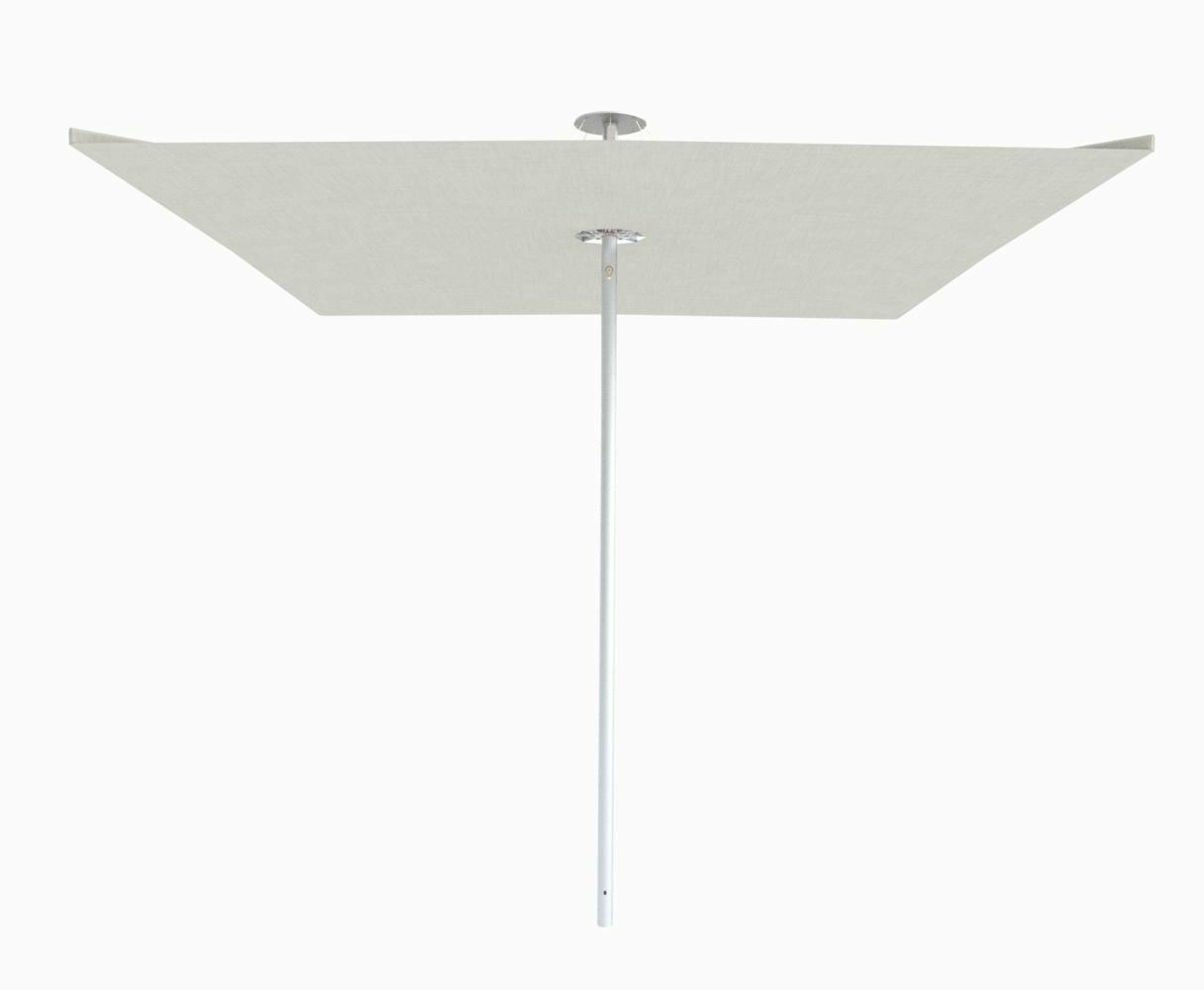Infina center post umbrella, 3 m square, with frame in Aluminum and Lin canopy.