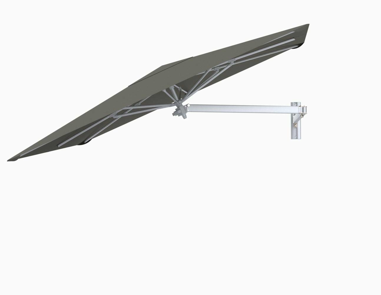 Paraflex wall mounted parasols square 2,3 m with Taupe fabric and a Neo arm