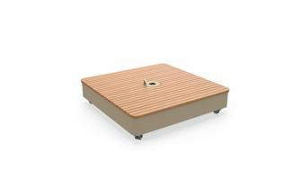 Base à dalles PX Grey Beige (RAL1019), cache en bois (Thermo Poplar)  (dalles pas incluses, roulettes incluses)